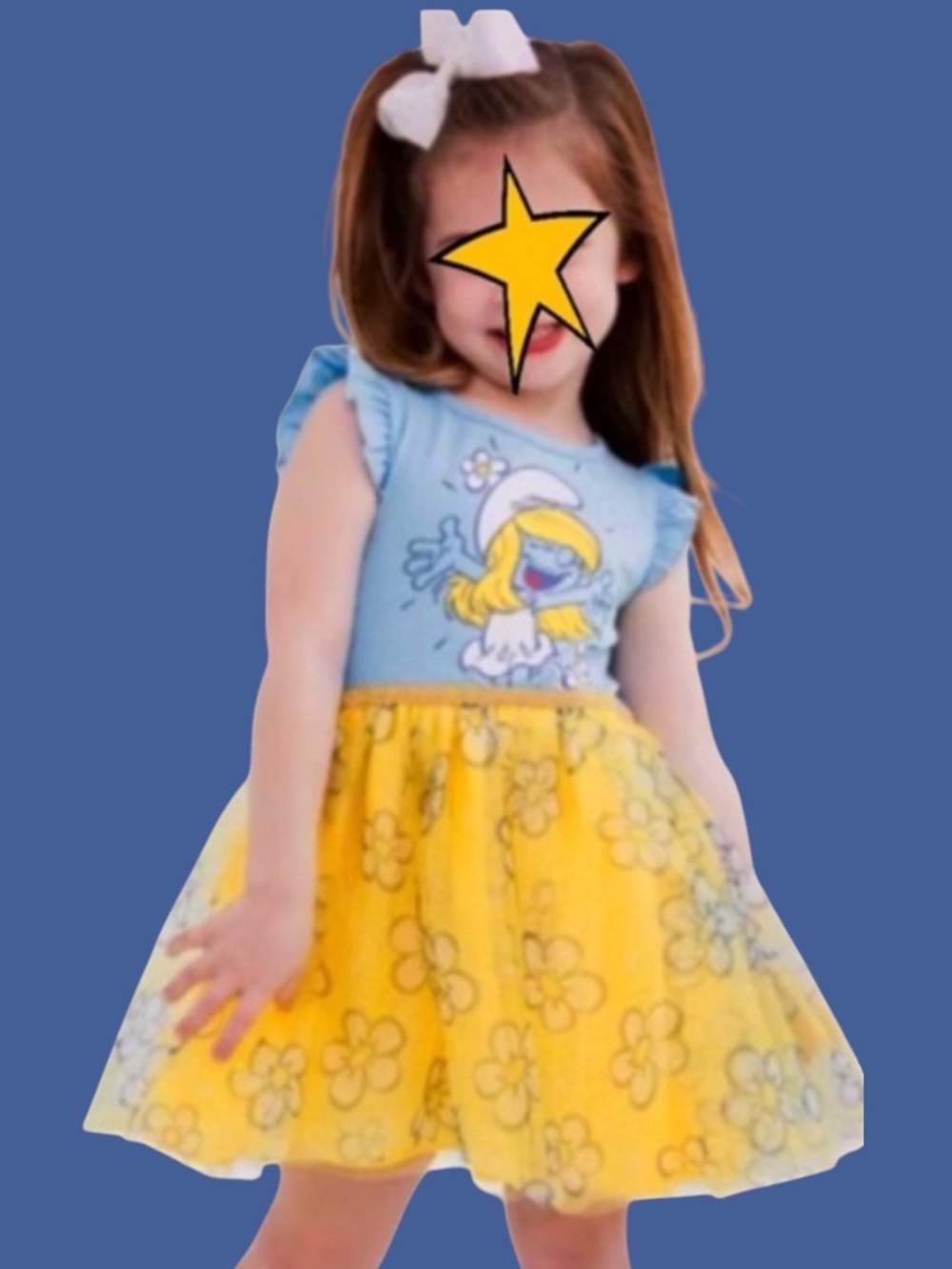 💛SMURFS Blue and Yellow Smurfette Dress - Sz 3T - Picture 1 of 11
